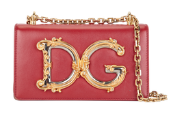 DG Girls Shoulder Bag, Leather, Red, MII, DB, 2*